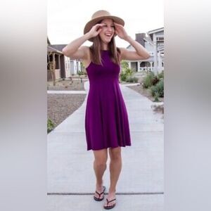 Athleta Santorini Thera Dress in Plum Purple Size XS Sleeveless Knit Jersey